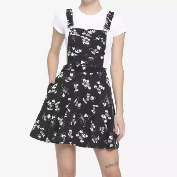 Hot Topic Her Universe Mickey Mouse Skirtall Size 1X Disney Black Overall‎ Skirt - Picture 1 of 11